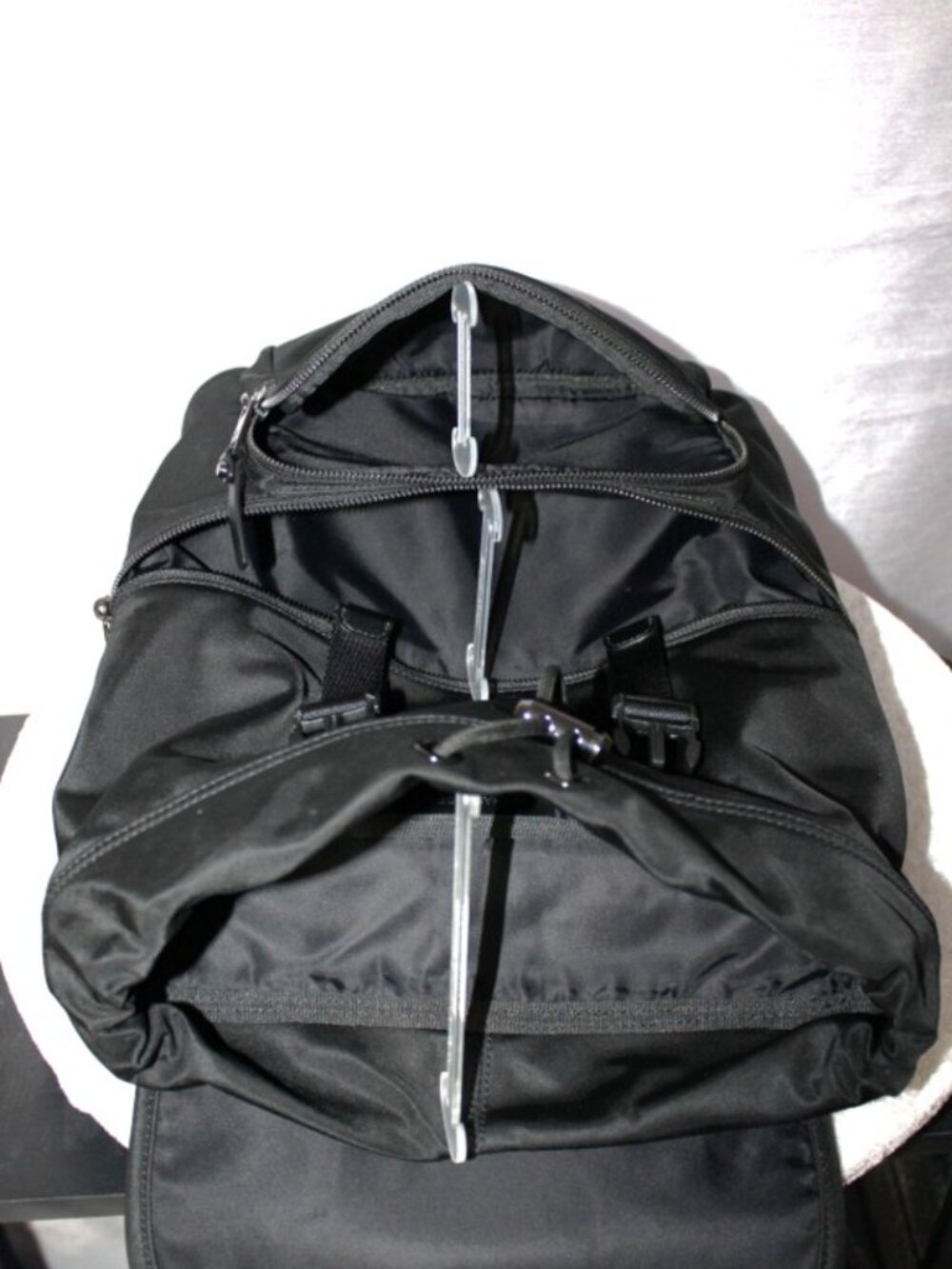 Michael Kors Black Nylon Backpack Logo Strap Buckle Drawstring Travel Bag - Picture 11 of 12